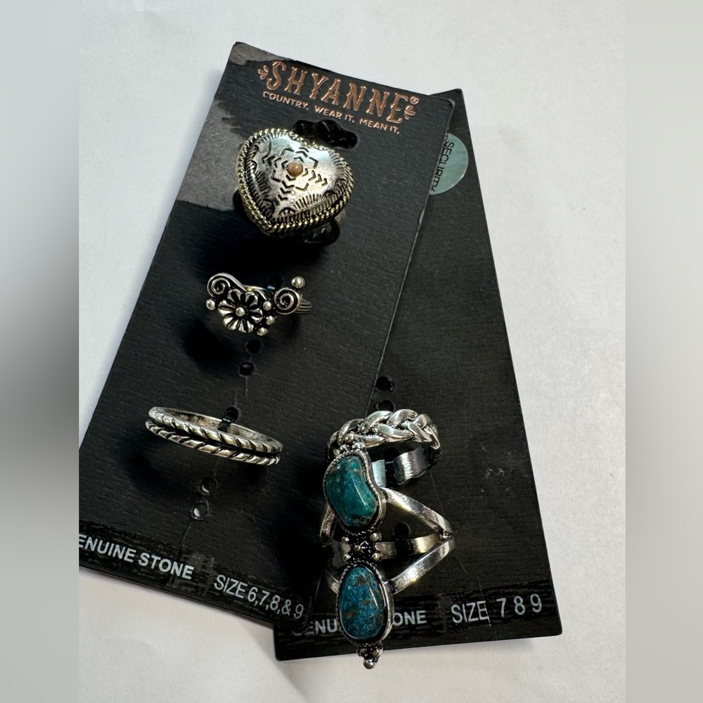 Shyanne Silver and Blue Stone Ring Set